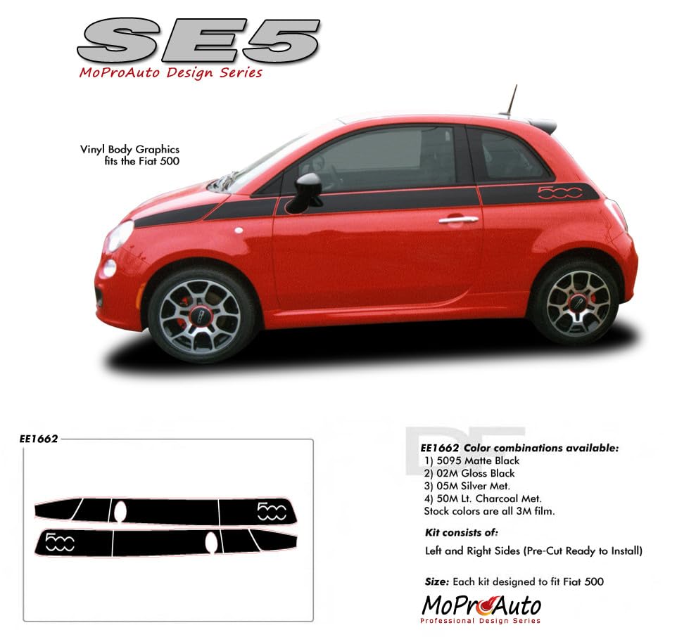 Rocker Stripe Fits: Fiat 500 Custom Vinyl Decal Graphics Abarth Style 3M Vinyl