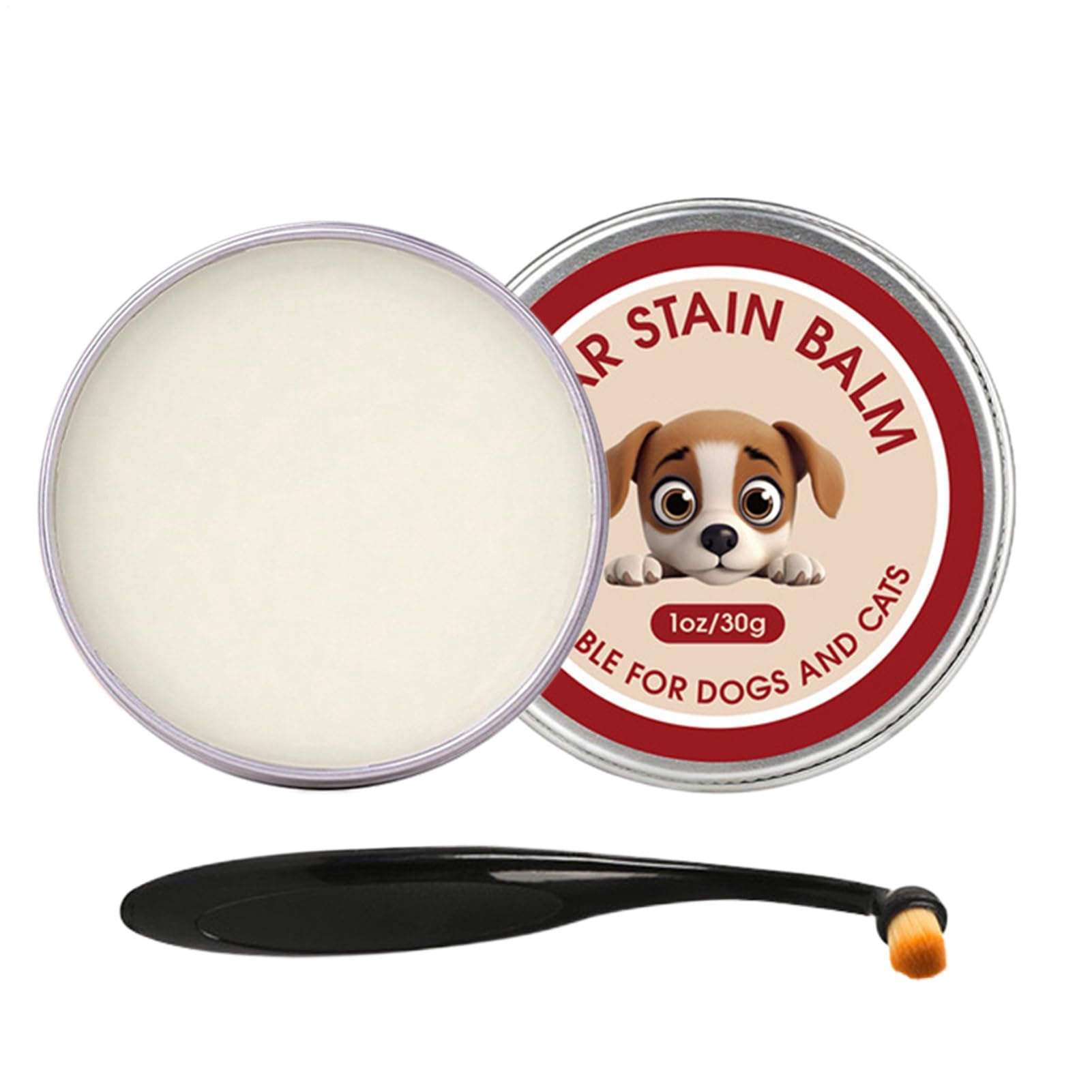 Lueear Tear Stain Remover for Dogs with Brush - 40g Dog Eye Stain Remover Balm - Gentle Pet Tear Stains Cleaner for Puppies & Adult Dogs - Daily Care & Grooming Solution