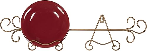 Touch of Class Galla - Estante pequeño para platos, dorado satinado, soporte de metal para colector, soportes decorativos vintage para pared,