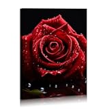 Rose Print Canvas Wall Art Modern Rose Wall Decor Red Wall Art Decorations Flower Picture for Home Modern Bathroom Bedroom Living Room Framed Ready To Hang 12x16 inches