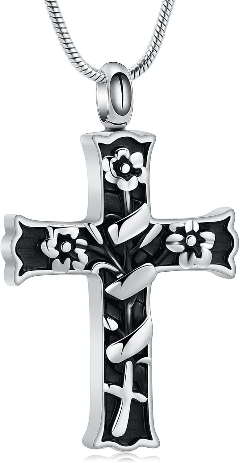Minicremation Rope Winding Cross Cremation Ashes Urn Pendant Necklace Memorial Keepsake Jewelry Lord’s Prayer Cross Ashes Necklaces