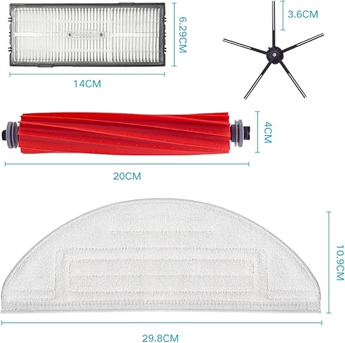 Miniatura 3 de Home Times Kit de accesorios para Xiaomi Roborock S7 MaxV UltraS7 MaxV Acoplamiento, 1 cepillo de rodillo, 2 filtros Hepa, 4 cepillos laterales, 4