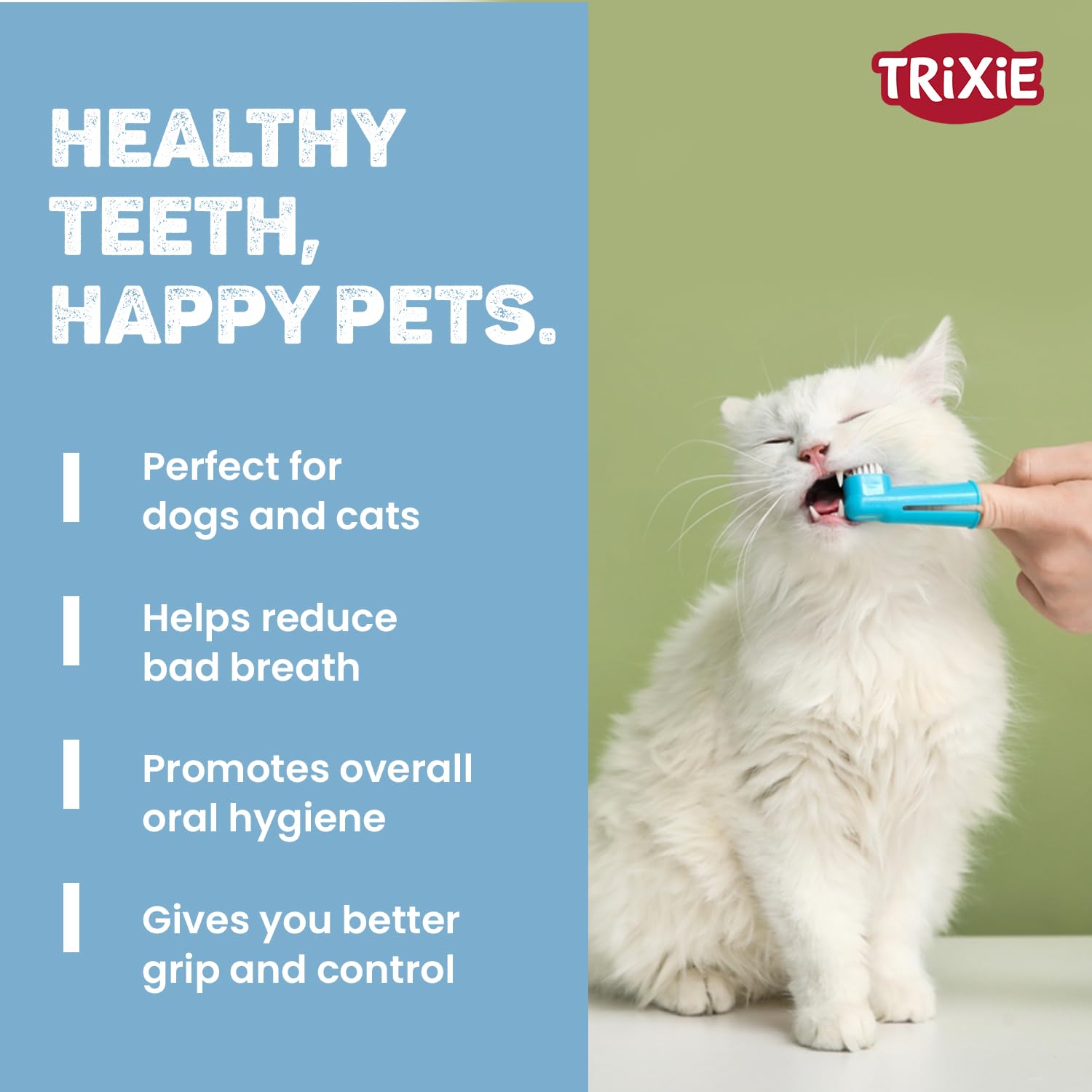 Trixie: - Tooth Brush Set | Finger Brush for Dogs and Cats | Made with Soft Bristles to Gently Clean Teeth, Prevent Gum Disease and Tooth Decay | Helps in Providing Dental Care – Pack of 2 (6cm) 2