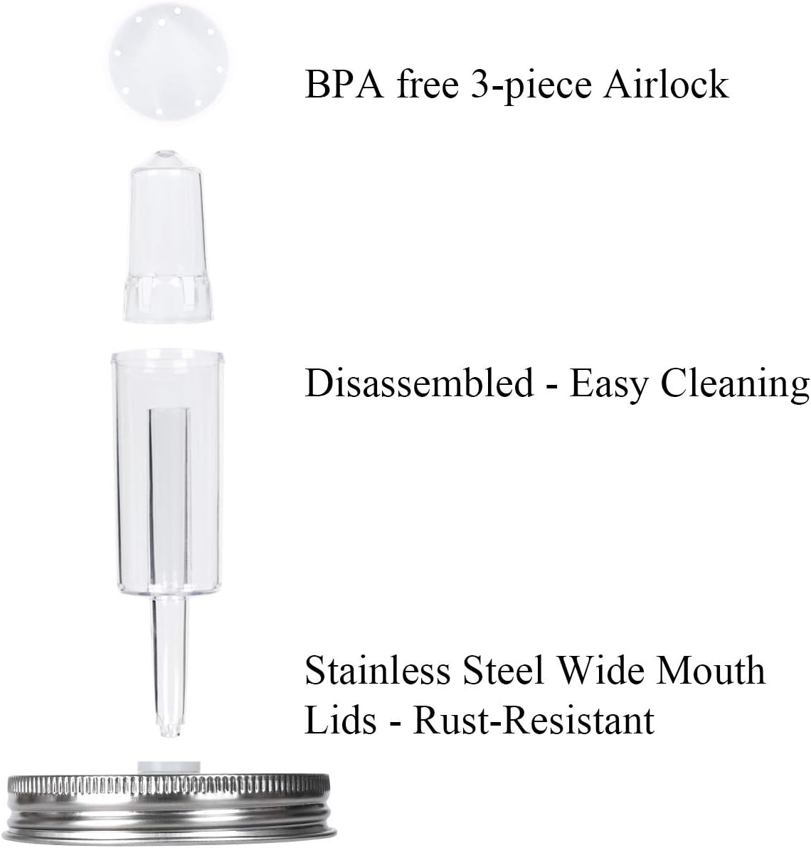Jillmo Fermenting Lids Kit, Easy Fermentation Kit for Wide Mouth Mason Jars (JARS NOT INCLUDE)