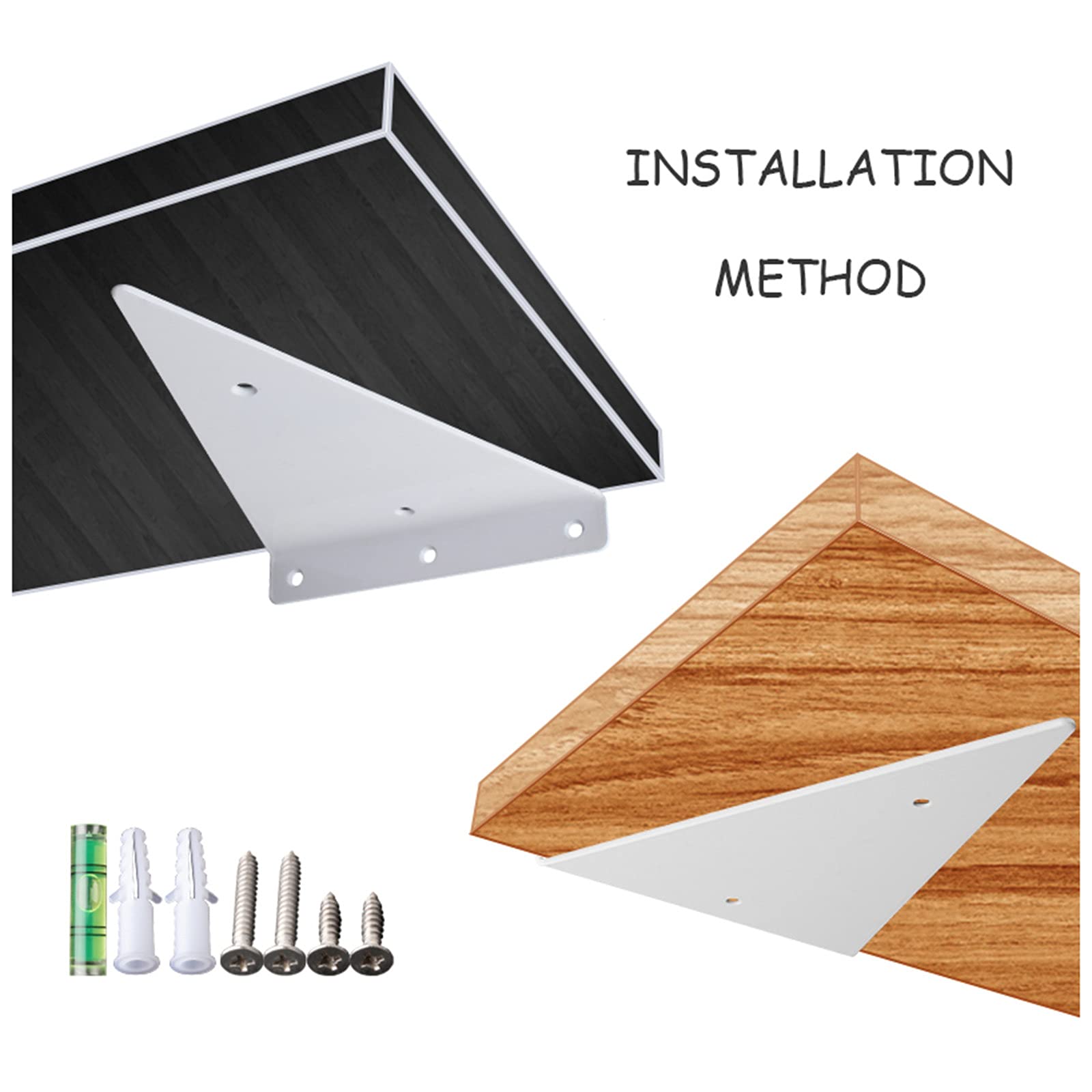 Soporte De Estante De Metal Montado En La Pared Soporte Triangular De 90 Grados Soporte De Estante Multifuncional Con Tornillos Para Jardinería, Baño, Cocina 250 Mm * 164 Mm 1 Par (negro