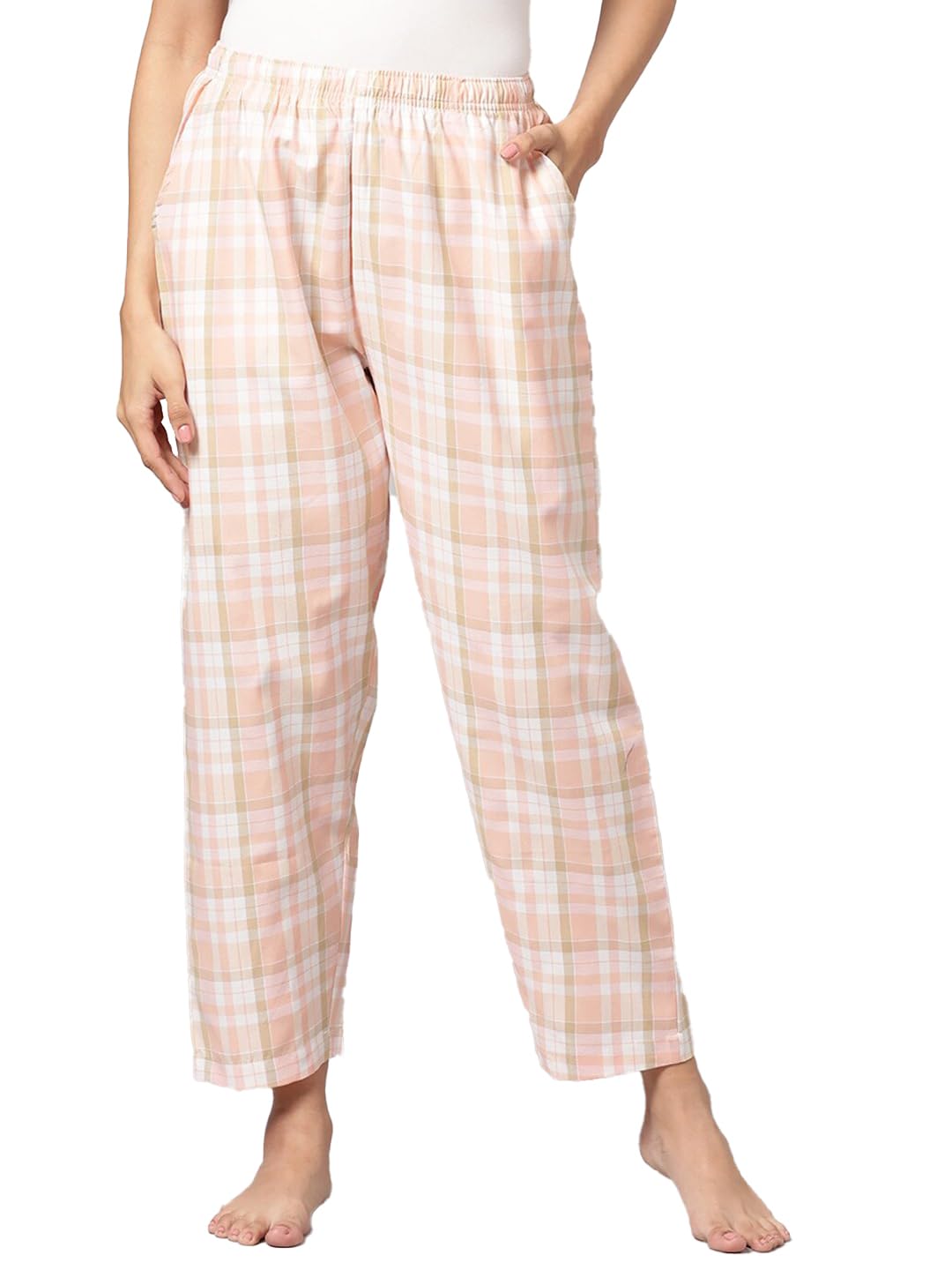 kryptic Women Checked Pure Cotton Elasticated Waist Band Regular fit Pyjama-picture-30