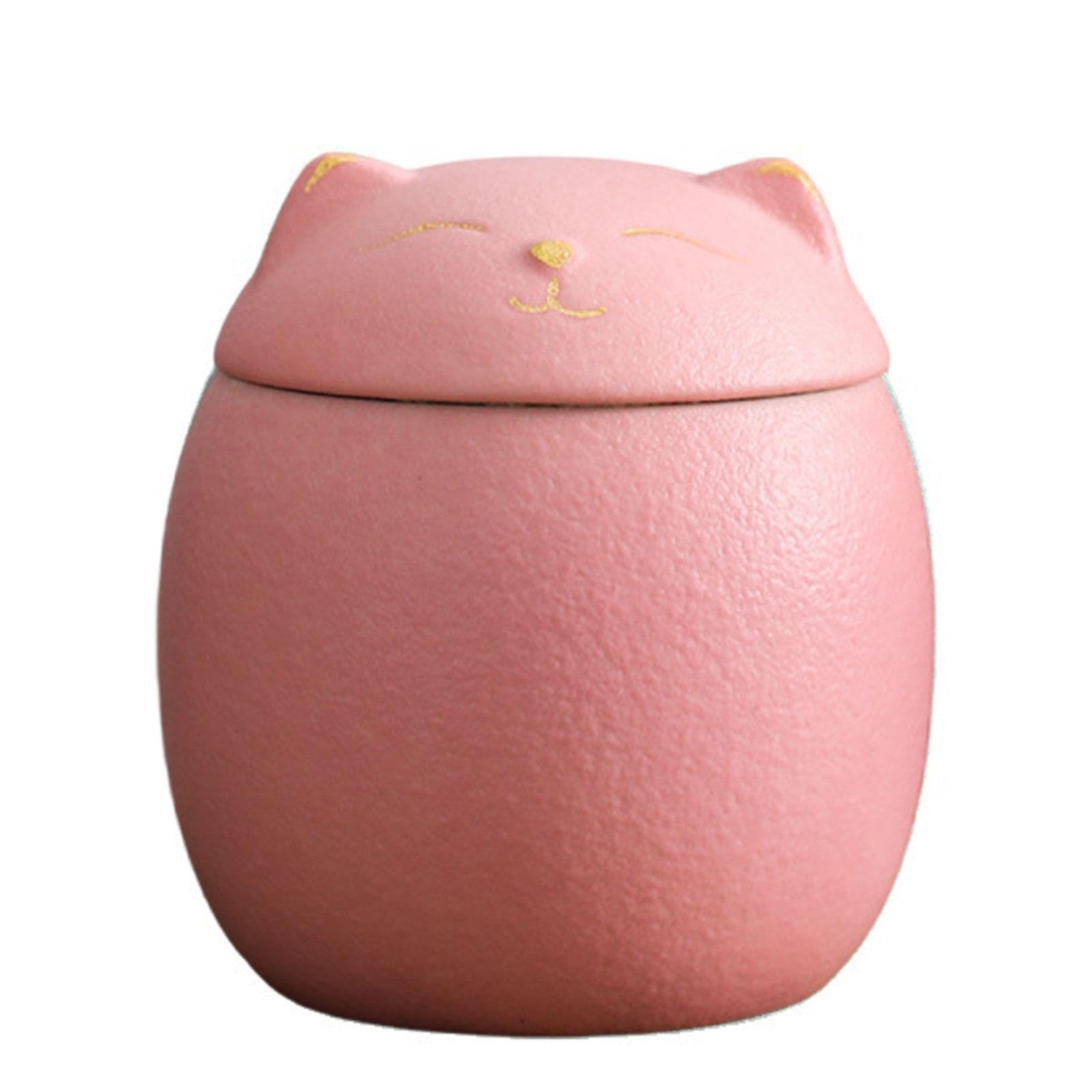 GPDNBIEU Ceramic urns, for Cat Dog Ashes Human, Decorative Keepsake Urn, Miniature Memorial Funeral for Sharing(Pink,Small)