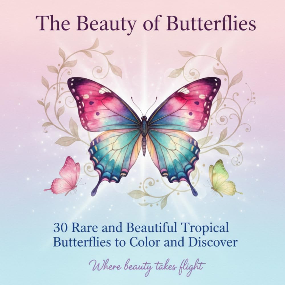 The Beauty of Butterflies: 30 Real Butterfly Species to Color and Discover for All Ages
