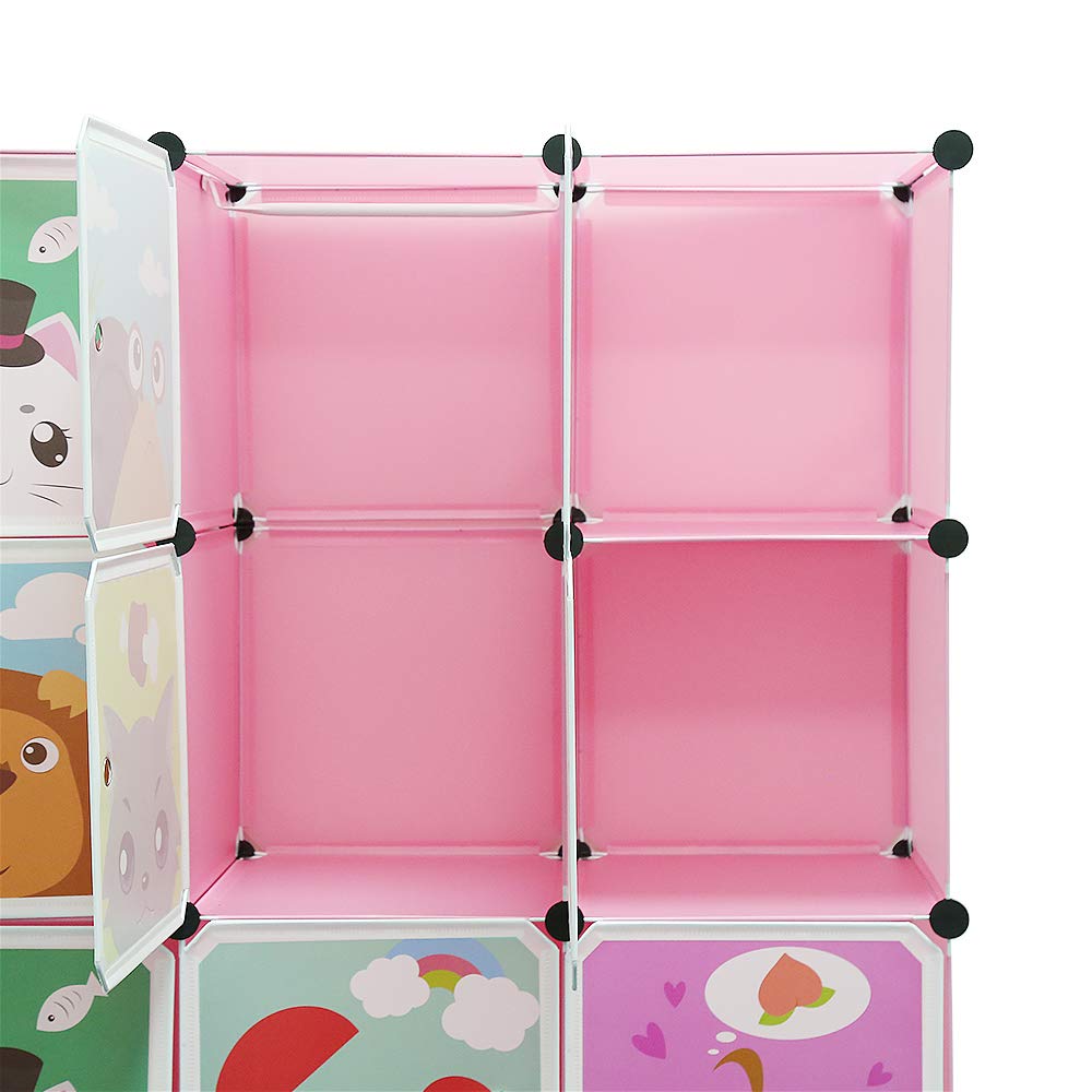 Kedia Armoire pour enfants, armoire de chambre à coucher, armoire modulaire, en plastique, avec portes, portable, penderie pour enfants (111 x 37 x 147 cm, rose)