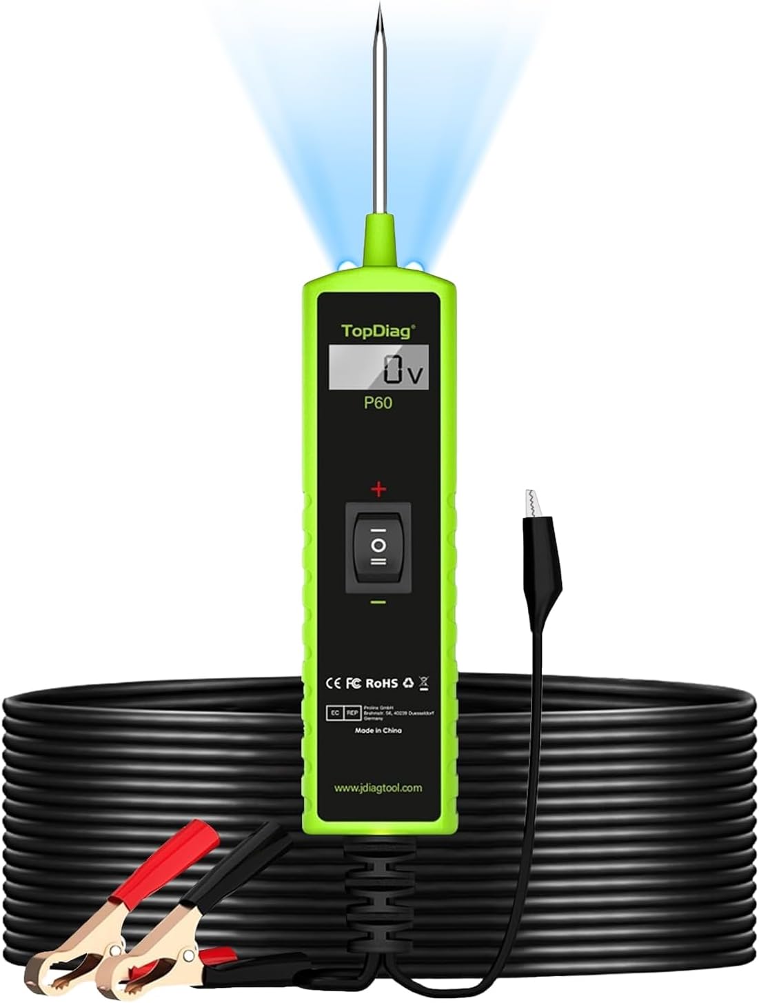 P60 Probe Tester, Automotive Circuit Test, with AC/DC Voltage Tester, LCD Screen Display, Electrical System Tool, Component Activation Diode Test Continuity Test, 6-24V Electric Light Test Pen