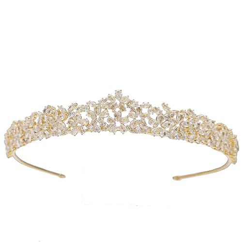 Coronas y tiaras de boda de circonita cúbica para mujer, corona de quinceañera con circonita cúbica dulce de 16, diadema pequeña plateada y dorada,