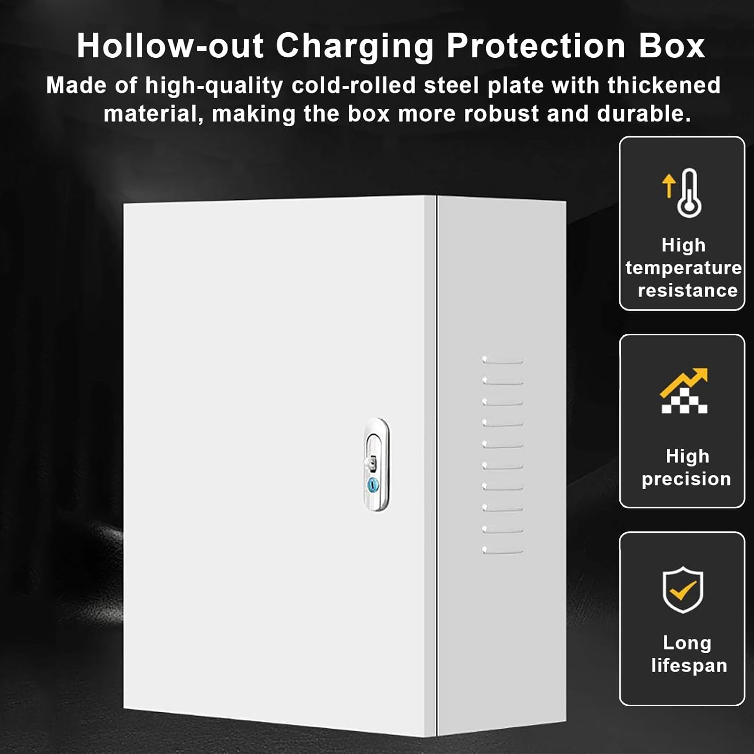 Steel Electrical Enclosure with Lock, Electrical Junction Box Indoor Outdoor, Wall Mounted Distribution Cabinet Without Back Plate, Waterproof and Dustproof(30 * 40 * 20cm)
