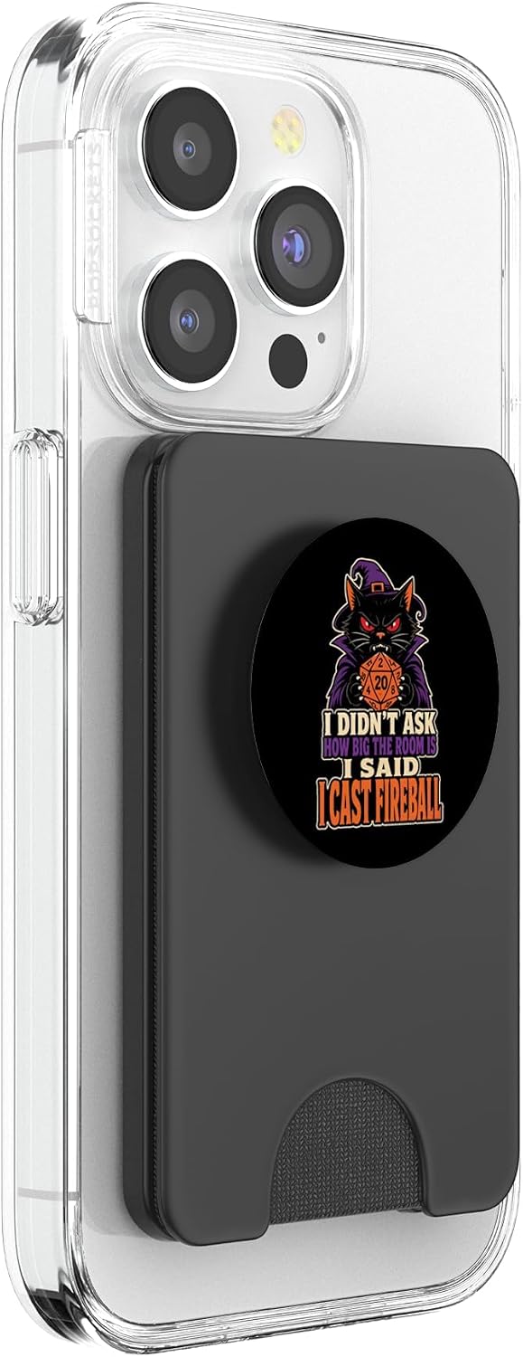 Halloween Witch Cat D20 Gaming I Said I Cast Fireball PopSockets PopWallet for MagSafe image 4