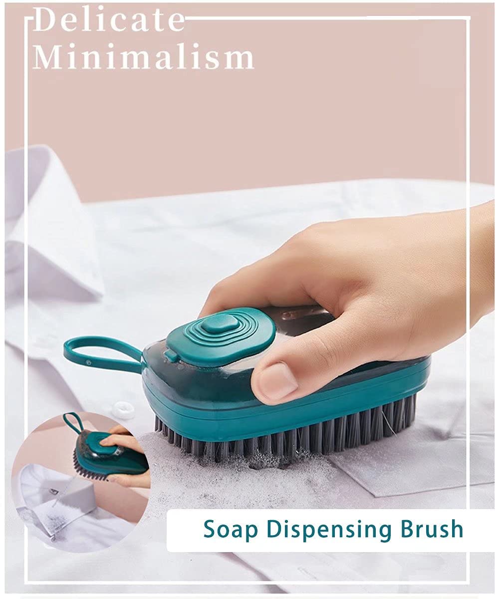 K MORE PROFESSIONAL Soap Dispenser Scrub Cleaning Brush Set Household Cleaning Tools Washing Brush for Laundry Cloth Shoe, Good Scrubber Cleaner for Bathroom Kitchen Tub Shower Sink Carpet 1