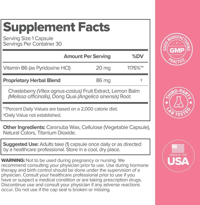 O Positiv FLO PMS Vitamins for Women, 30 Servings (Pack of 1) - Proactive PMS Relief - Targets Hormonal Breakouts, Bloating, Cramps, & Mood Swings with Chasteberry, Vitamin B6, & Lemon Balm - Image 5