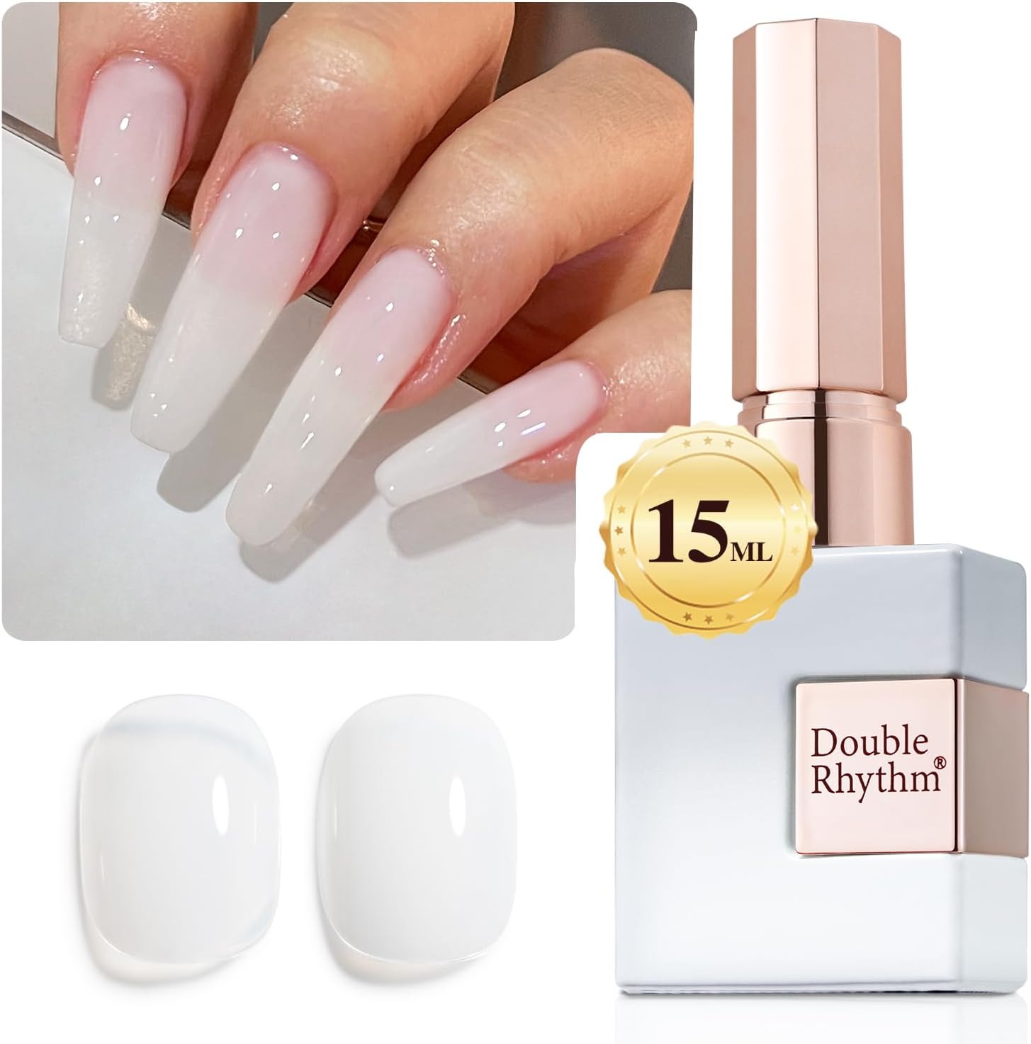 Translucent Gel Polish Sheer Neutral Natural Light Milky Same Color Same Bottle 15ML Jelly Nail Polish Nail Art DIY at Home (Milky White-A1367)