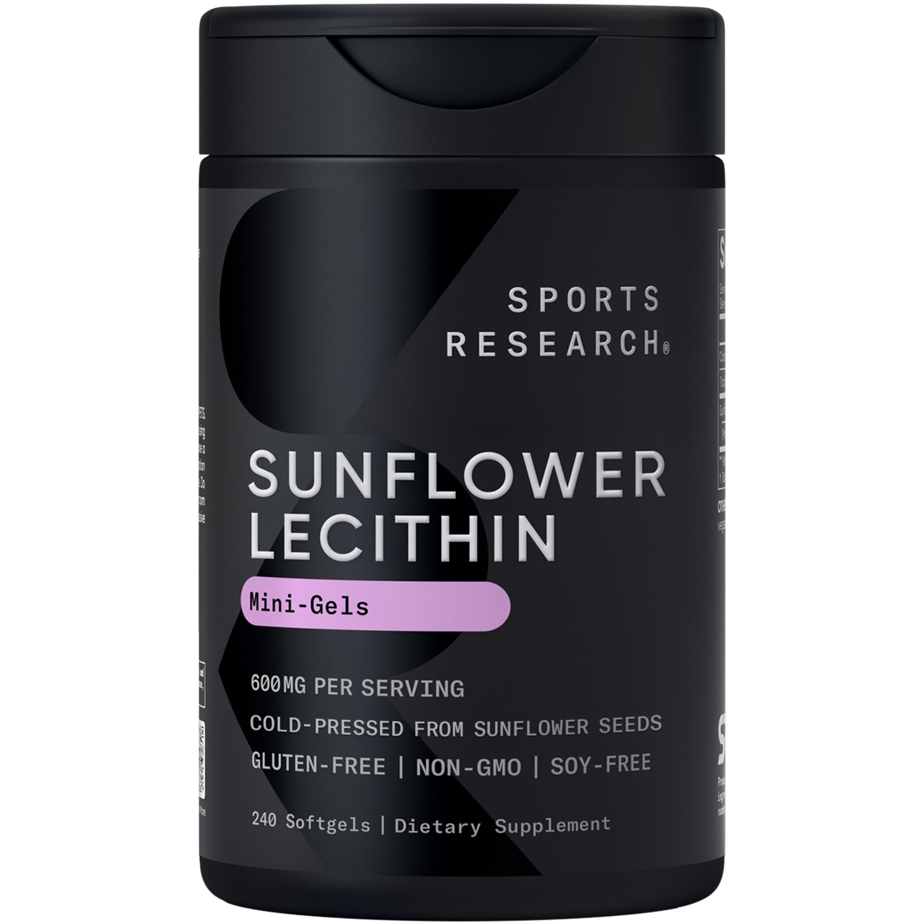 Sports Research® Sunflower Lecithin 600mg Mini Softgels, 240 Count