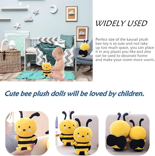 Miniatura 5 de AUCOOMA Peluche de abeja de peluche, lindo juguete de peluche de abeja para niños, niñas, muñeca de 7.8 pulgadas
