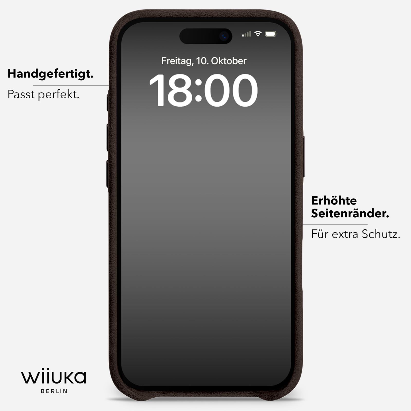 WIIUKA Funda para iPhone 17, piel de Alemania, funda de piel extrafina, funda premium para teléfono móvil, Case, Qi, skiin more, vintage marrón