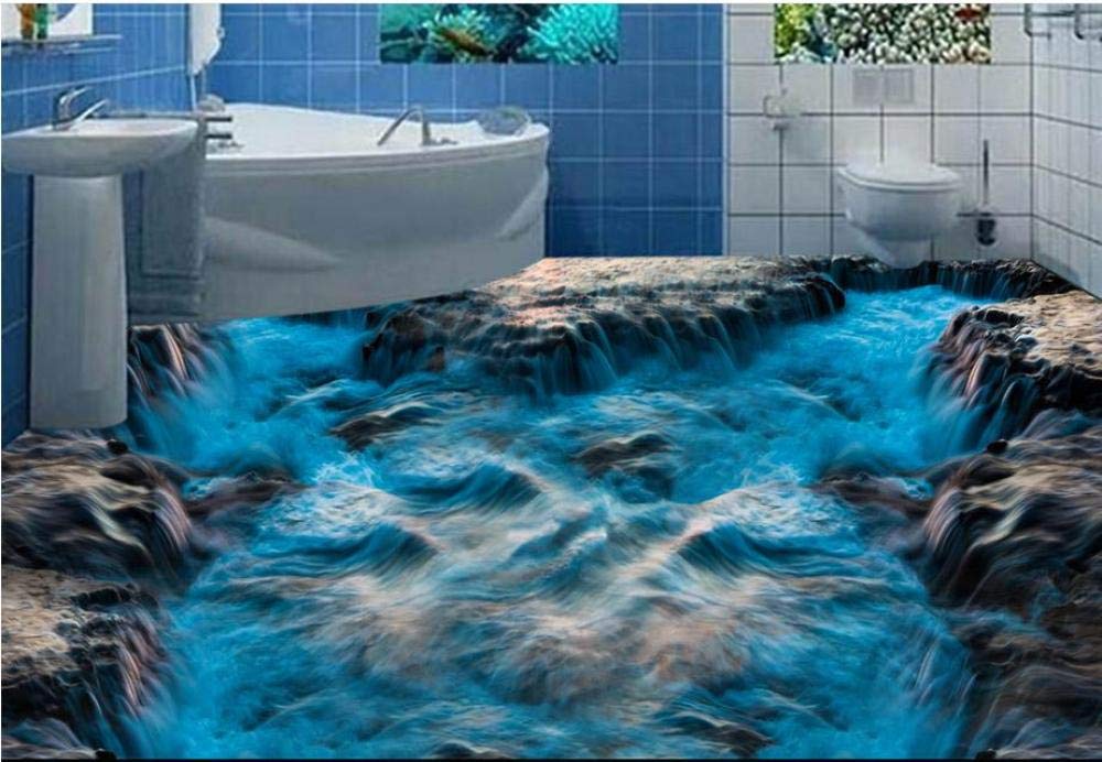 Vinile Photo Photo Wallpaper personalizzato 3D Piano 3D Blue Ocean Wave European Mural Floor Decorazione della casa-250cmx175cm.