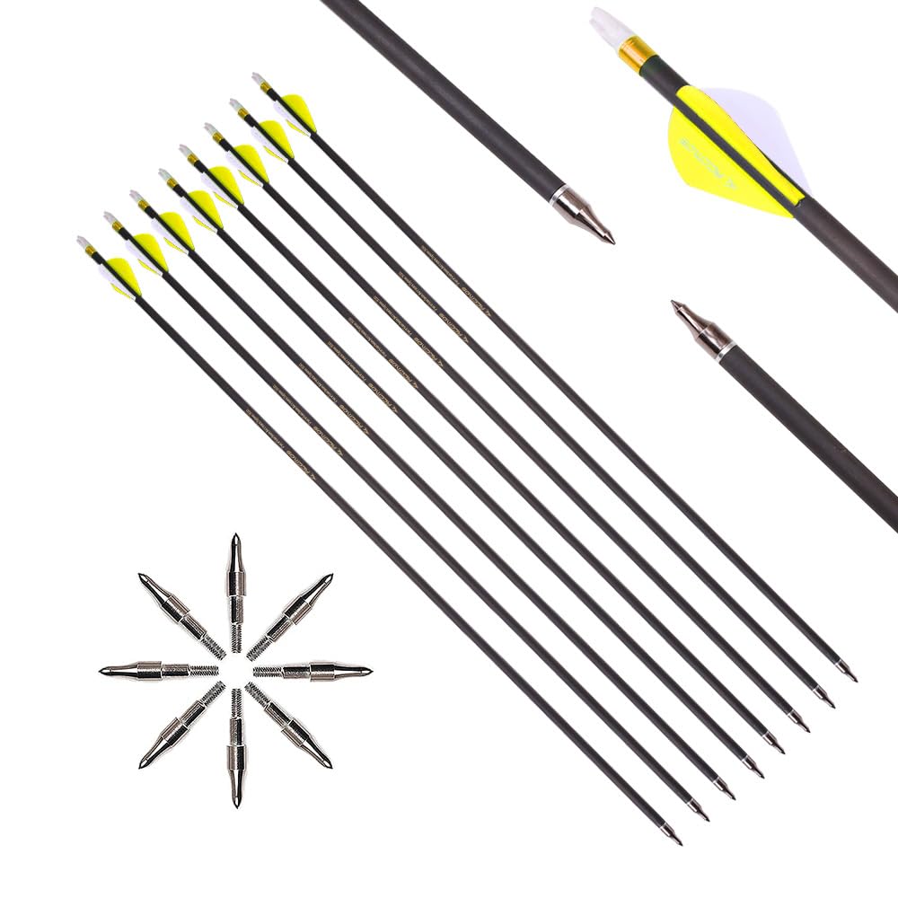 Black Eagle Talon Crested Hunting Arrows, Premium Carbon, Durable, Lightweight, 2445 ID, Assorted Spines and Weights (350.001)
