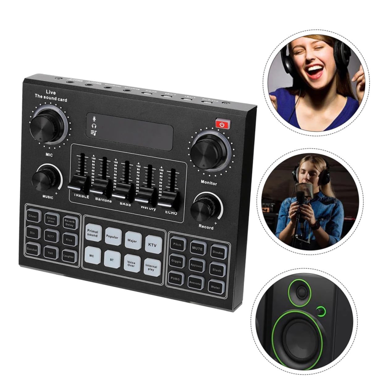 Tarjeta de Sonido Externa Portátil para Teléfono Móvil y Computadora, Dsp de 32 bits, 4 Efectos Personalizados y Conexión Inalámbrica Estable, Adecuado para Transmisión en Color Aleatorio