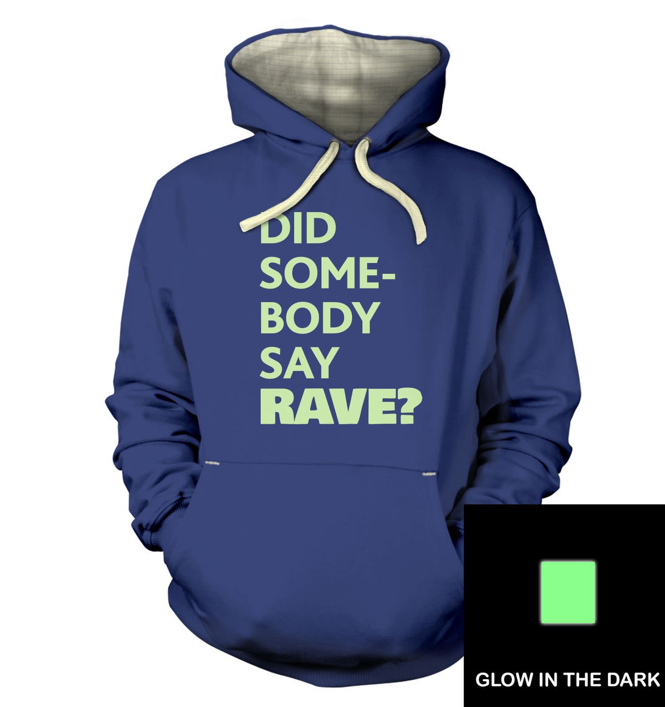 Kapuzenpullover mit Aufschrift Did Somebody Say Rave Gr. X-Large, Vintage Royal