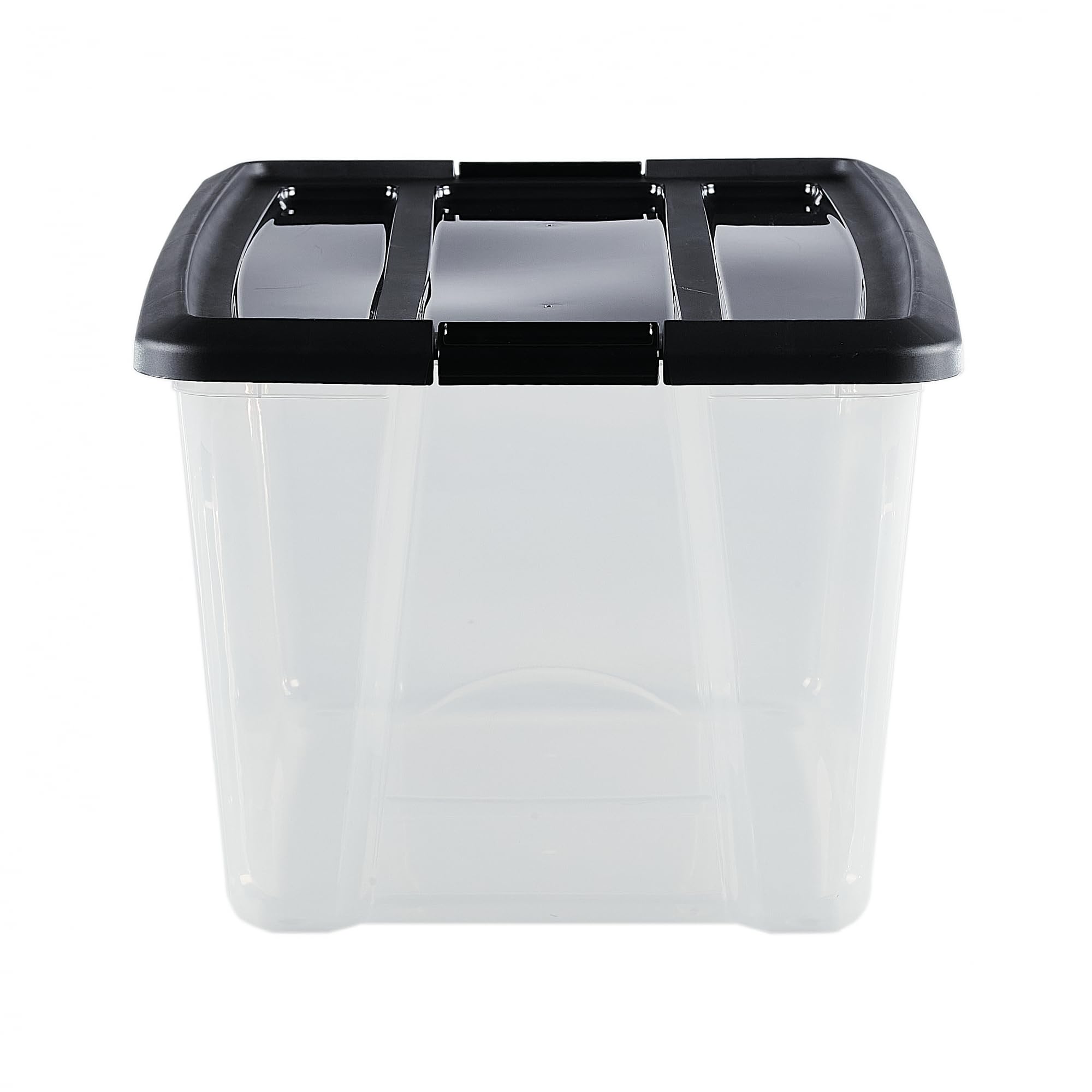 Iris Ohyama Scatole Portaoggetti in Plastica con Coperchio, 45L, Lotto di 6, Nero, Clip di Bloccaggio, Empilabile, Maniglia, Per Camera, Armadio, Ufficio, Organizzatore, Senza BPA Plastica, NTB-45