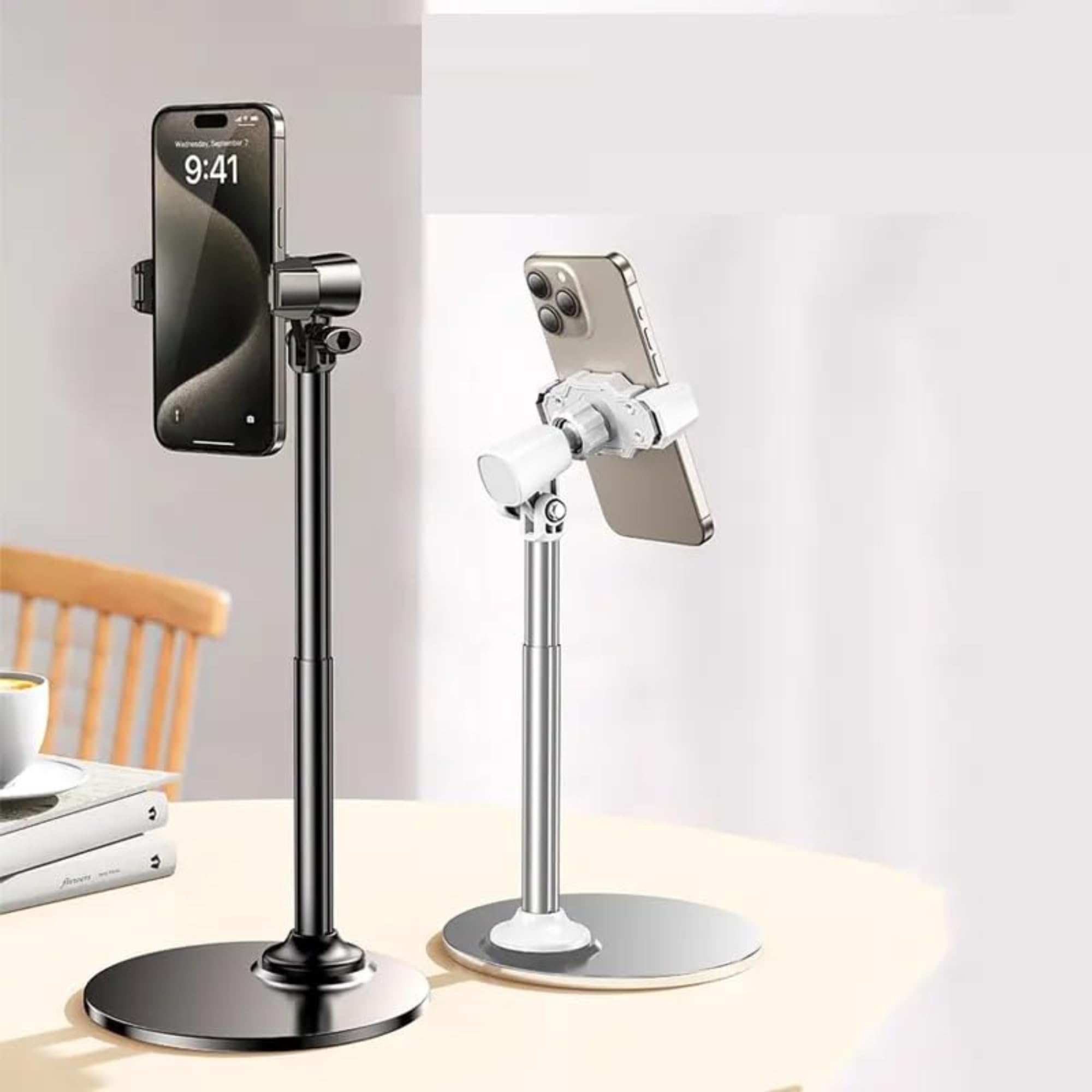 Premium D01 Long Overhead Aluminum Phone Stand - Adjustable Mobile Stand Holder for Desk – Foldable, Anti-Slip Base, Multi-Angle Phone Stand for Video Calls, Online Classes & Watching Videos-picture-22