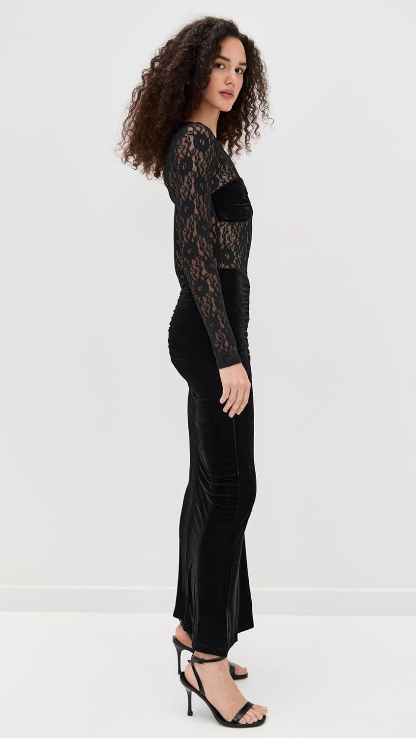 BARDOT Women's Helenie Velour Lace Maxi Dress - Image 4