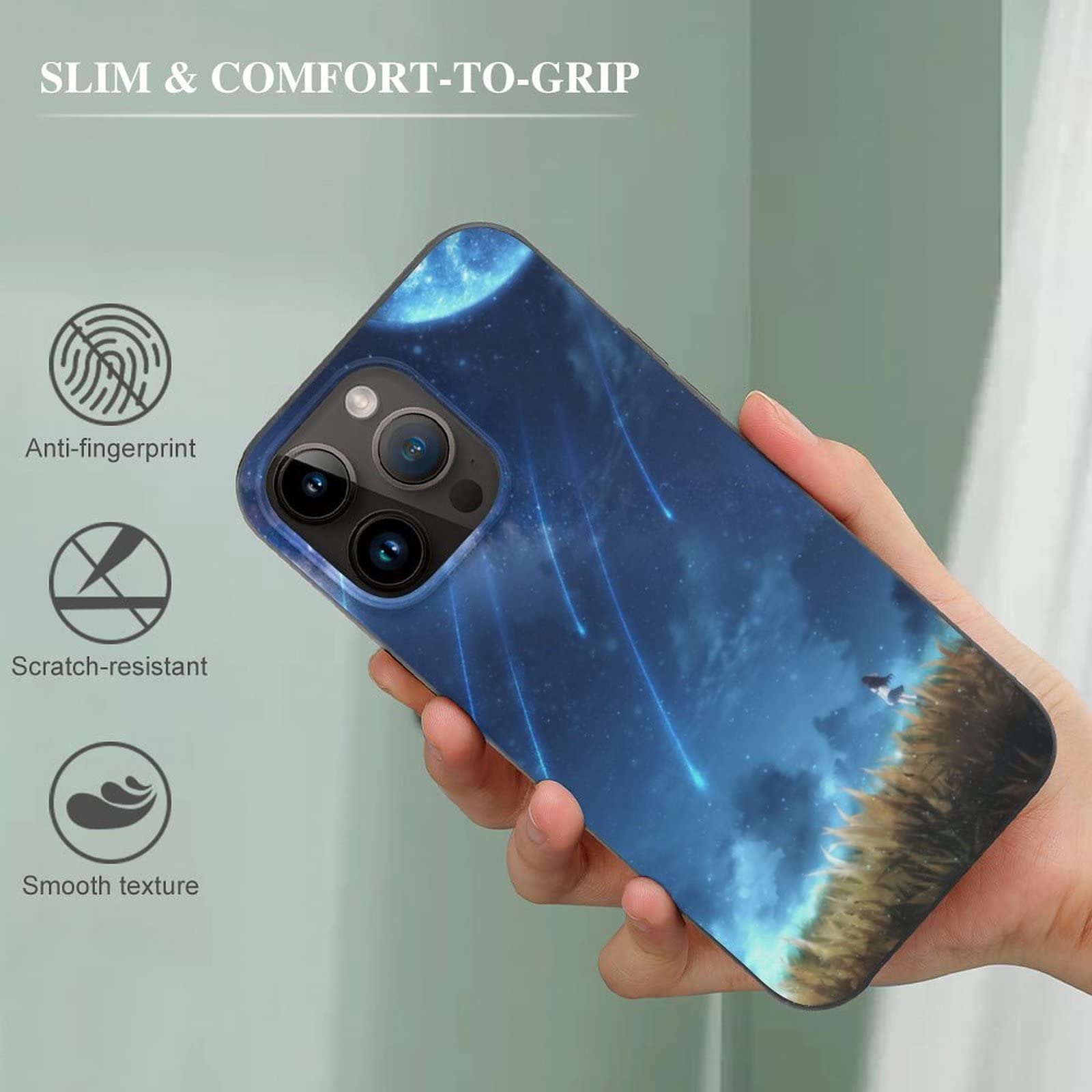 Amazon.co.jp: Iphone14ケース 星空 満月の夜空 田んぼ スマホケース 