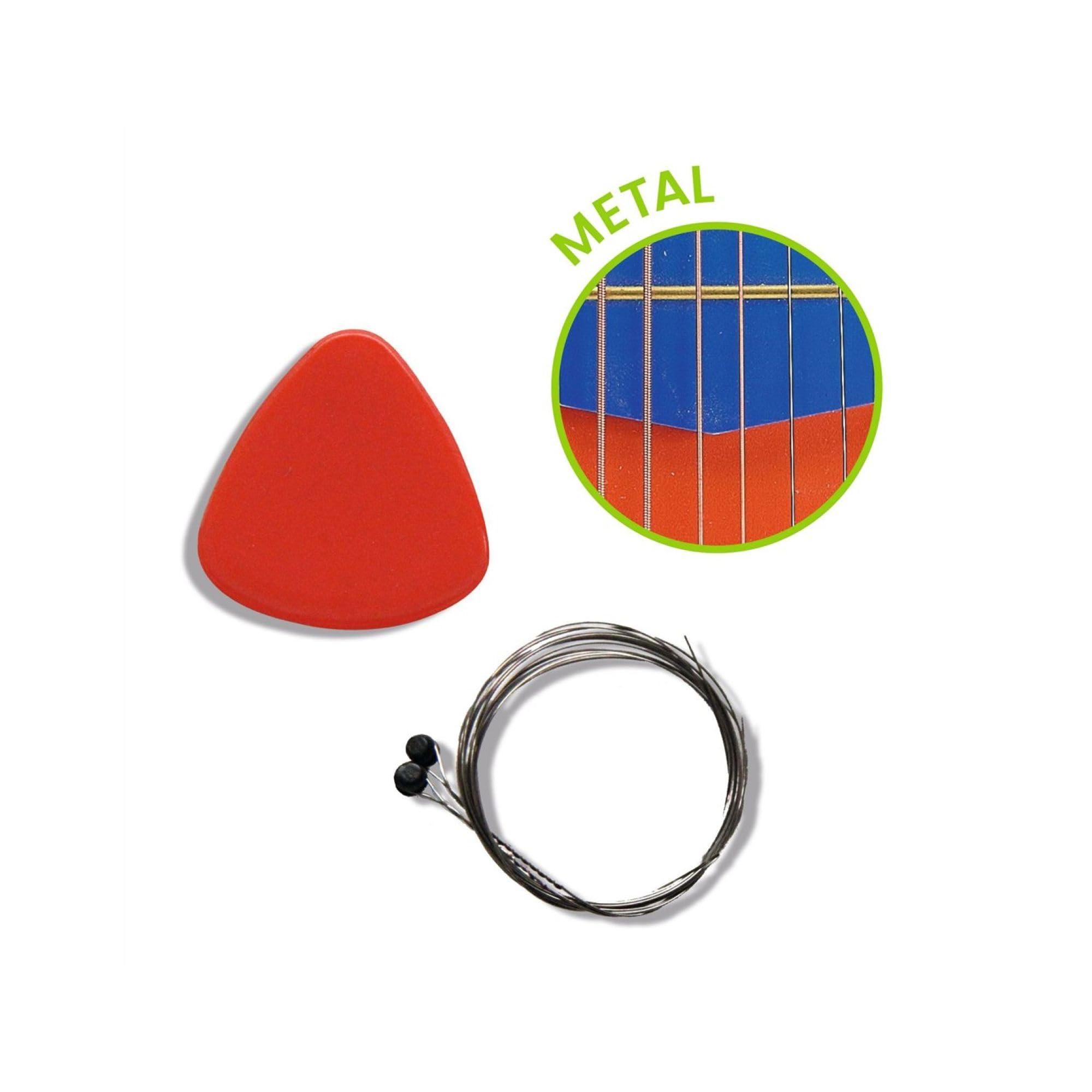 Djeco Chitarra giocattolo 6 corde metalliche piccole FSC 100% musica
