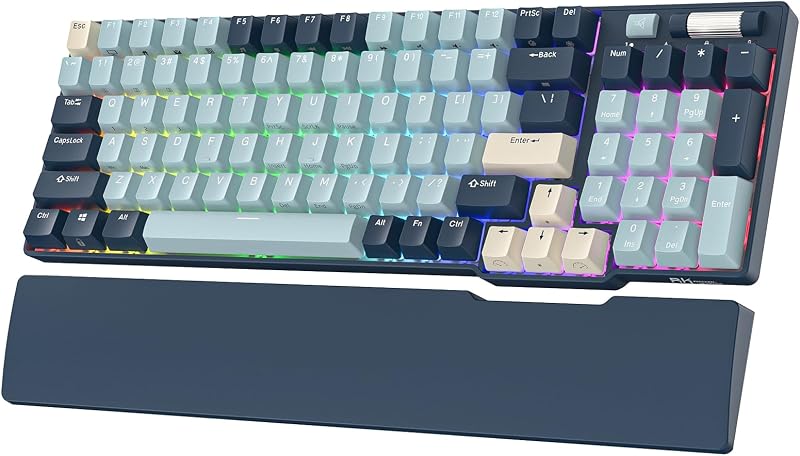 RK ROYAL KLUDGE RK96 RGB mechanikus billentyűzet, 96 gomb, Bluetooth 5.0, erdei kék