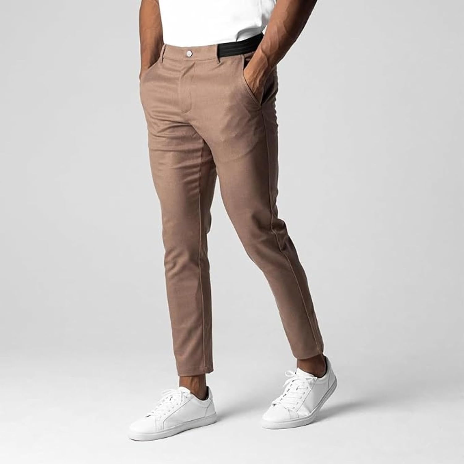 Men Classic Comfy Fake Cotton Pants High Waist Drawstring Breathable Trouser Fall Adjustable Loose Casual Long Pant