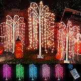 Recaceik 3-Piece Lighted Willow Tree 4FT 5FT 6FT RGB Colorful Tree 440 LED Artificial Twinkly Christ