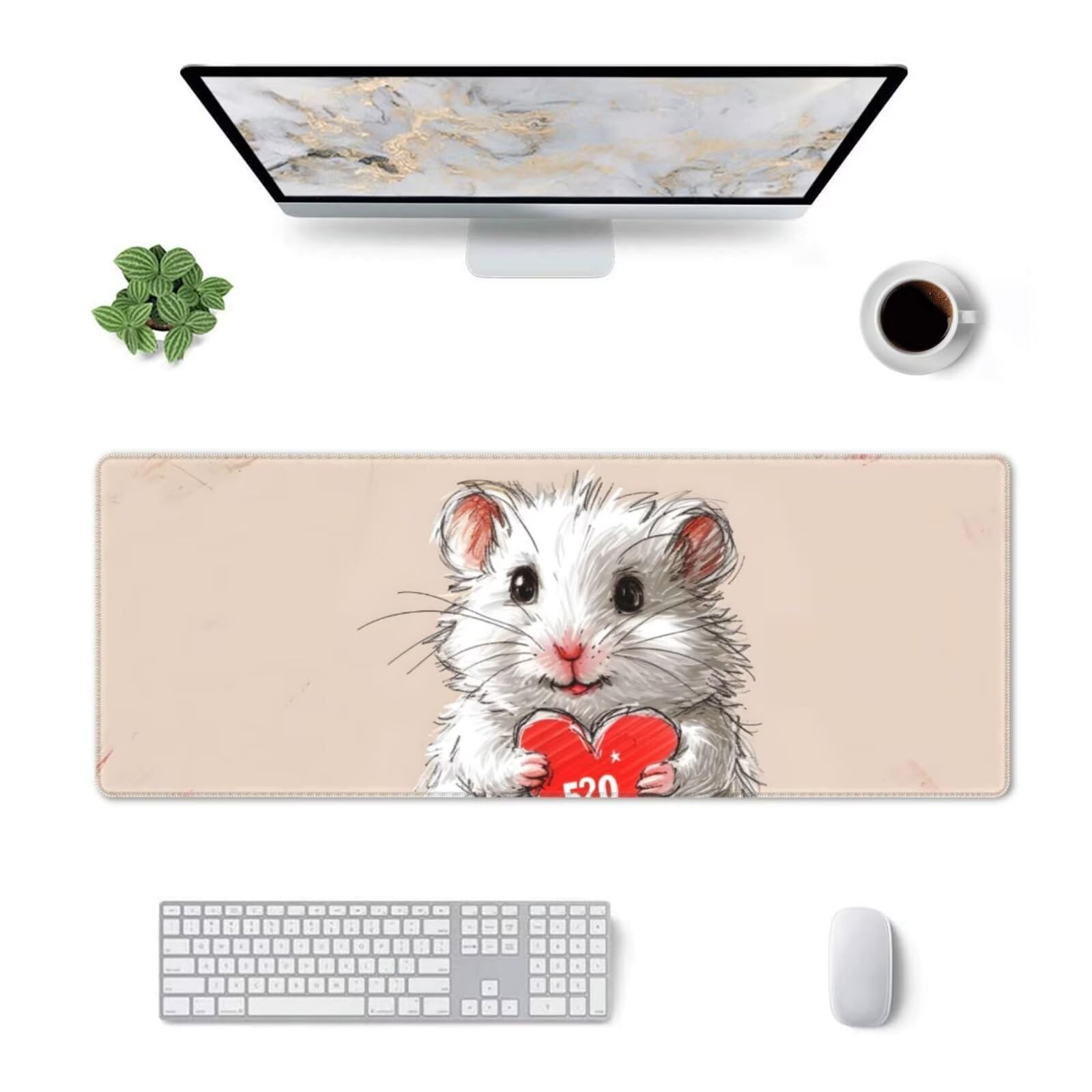 Tappetino Mouse, Tappetino Mouse Gaming Grande XXL 1500x800x3mm Tappetino Scrivania Mouse Pad, Base in Gomma Antiscivolo, Bordi Cuciti,Lavabile, Mousepad per Ufficio e Gaming (Mouse carino) R-407