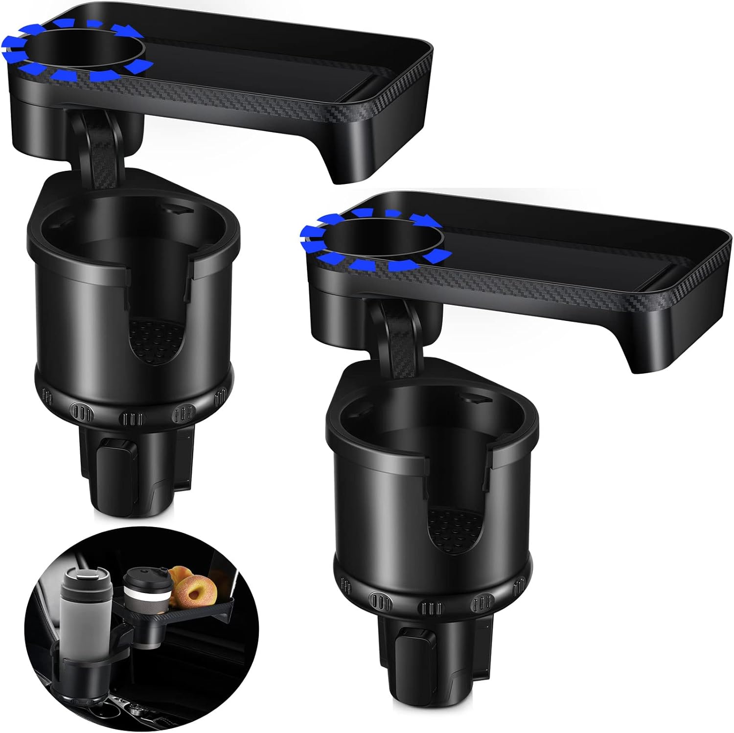 2 Pieces Car Cup Holder Expanders with Tray, Dual Auto
