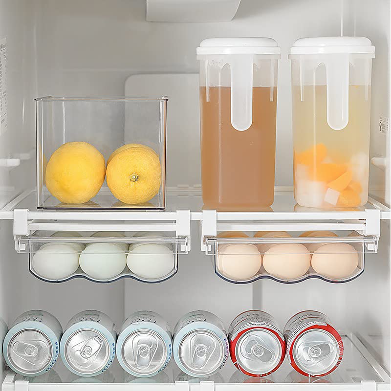 Soporte para huevos para refrigerador, bandeja de almacenamiento de huevos de refrigerador, cajón de huevos de plástico transparente para refrigerador, contenedor y organizador de almacenamiento de 3
