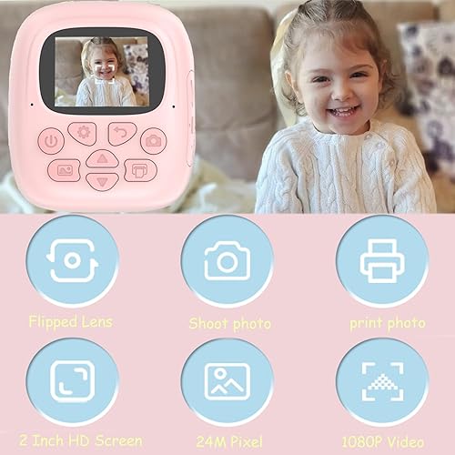 Miniatura 3 de Cámara de impresión instantánea para niños, cámara digital de video selfie, juguetes para niños y niñas, cumpleaños, Navidad, los mejores regalos