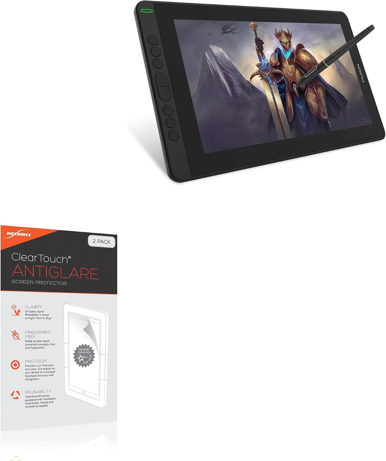 BoxWave Screen Protector Compatible with Huion Kamvas 13 - ClearTouch Anti-Glare (2-Pack), Anti-Fingerprint Matte Film Skin