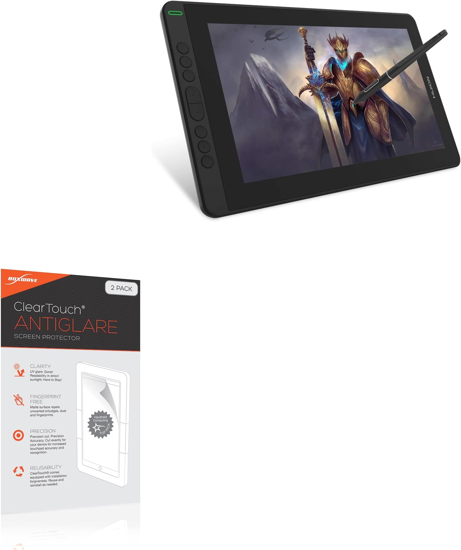 BoxWave Screen Protector Compatible with Huion Kamvas 13 - ClearTouch Anti-Glare (2-Pack), Anti-Fingerprint Matte Film Skin