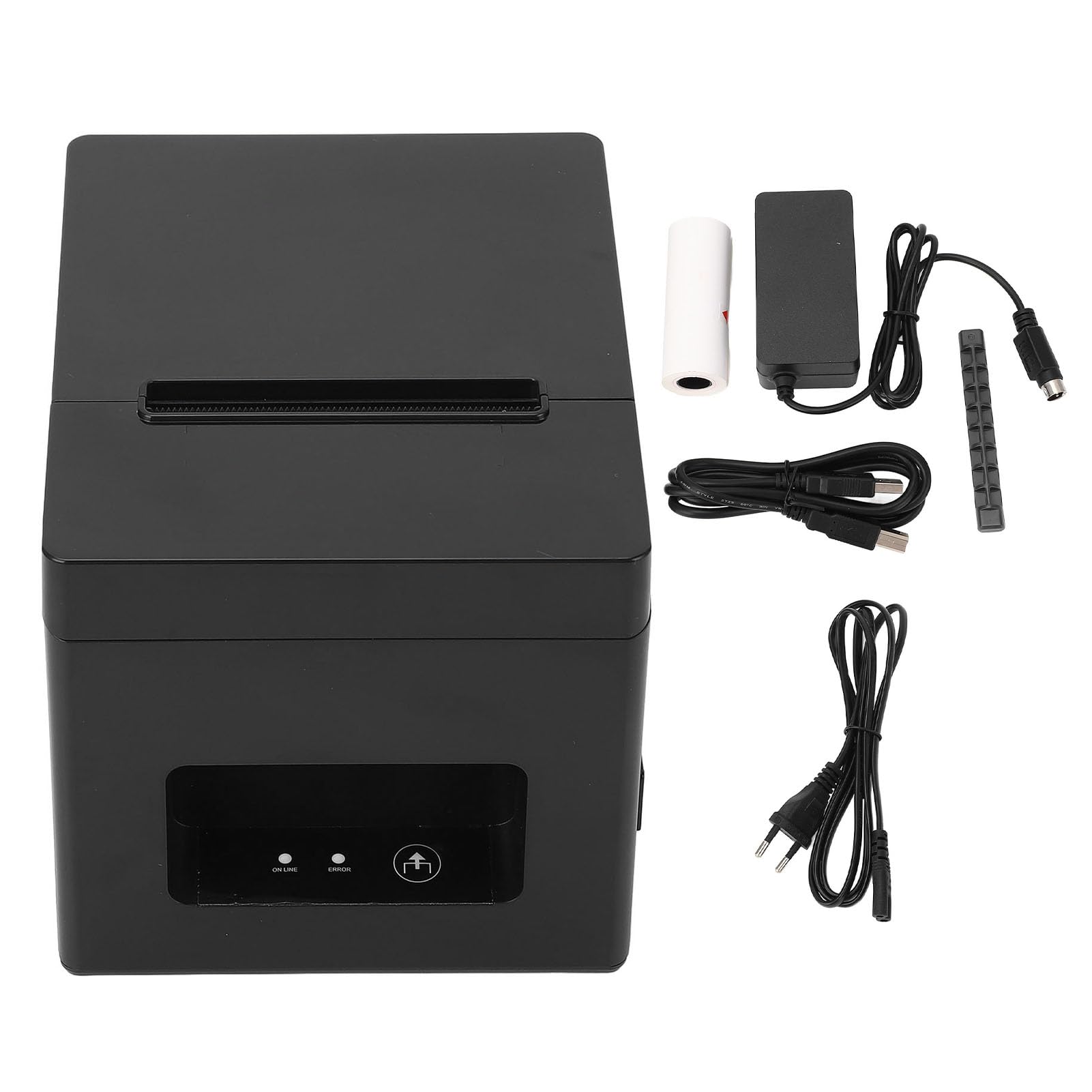 Fafeicy Impresora Térmica de Recibos POS 80mm sin Tinta, USB, Cortador Automático, para Cocina y Cajón de Efectivo, Enchufe UE