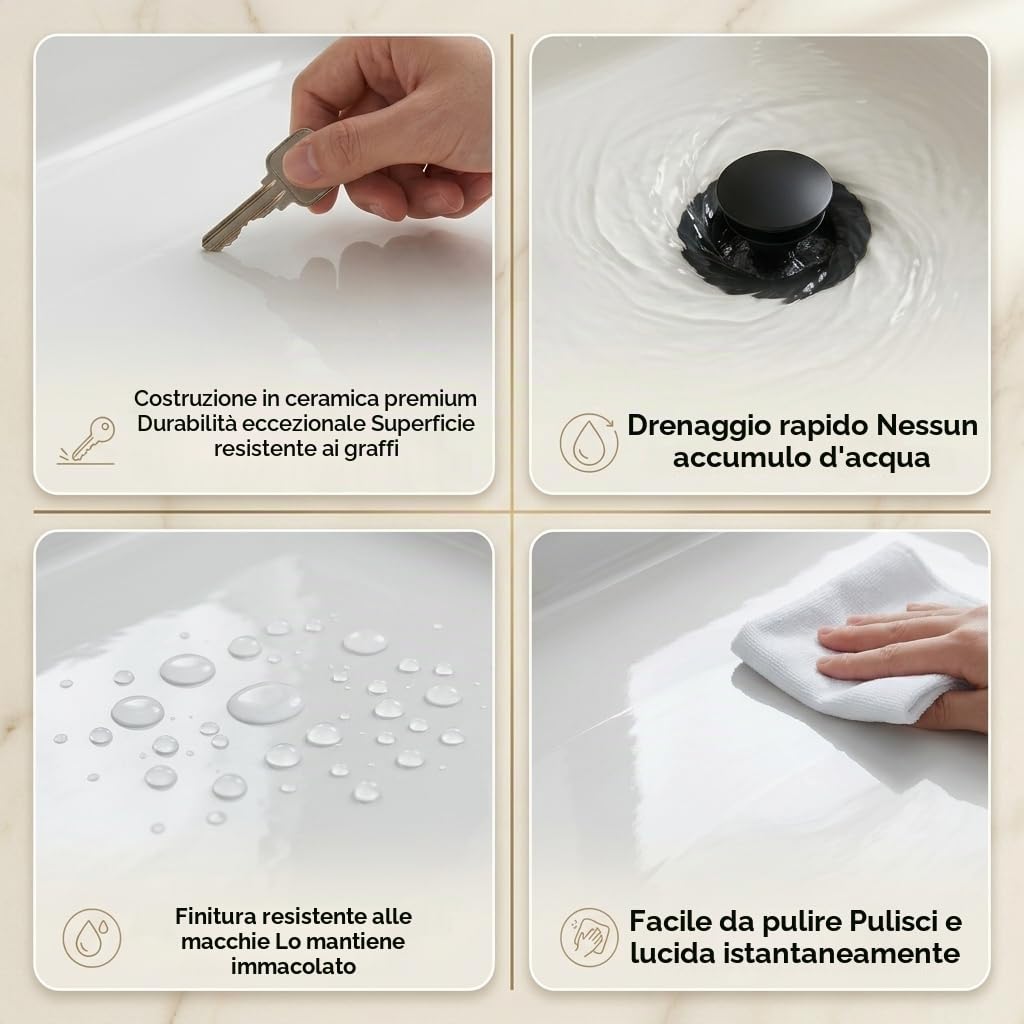 NUESTRA VIDA Mobile sottolavabo 50 cm con mobiletto, set di mobili da bagno con lavabo, mobile da appendere per piccoli bagni, ospiti, WC, senza rubinetto, bianco (50 x 27 x 58 cm)
