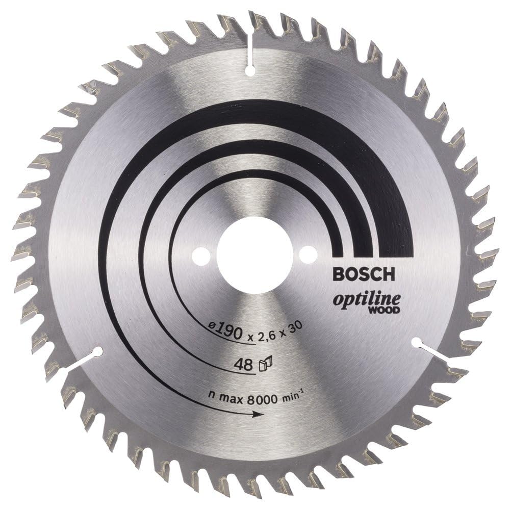 Bosch Professional Handkreissäge GKS 190 (Kreissägeblatt: 190 mm, Schnitttiefe: 70 mm) + Kreissägeblatt Optiline Wood (für Holz, 190 x 30 x 2,6 mm, 48 Zähne)