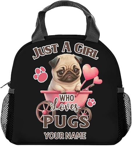 Lonchera con nombre personalizado para niñas y niños, bolsas de almuerzo aisladas reutilizables personalizadas con correa para el hombro, lonchera