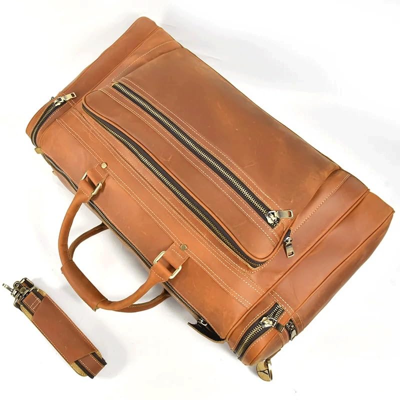 Mens Leather Weekend Bag Leather Travel Duffle Large Vintage Cowhide Zipper Bag Luggage Tote Bag3