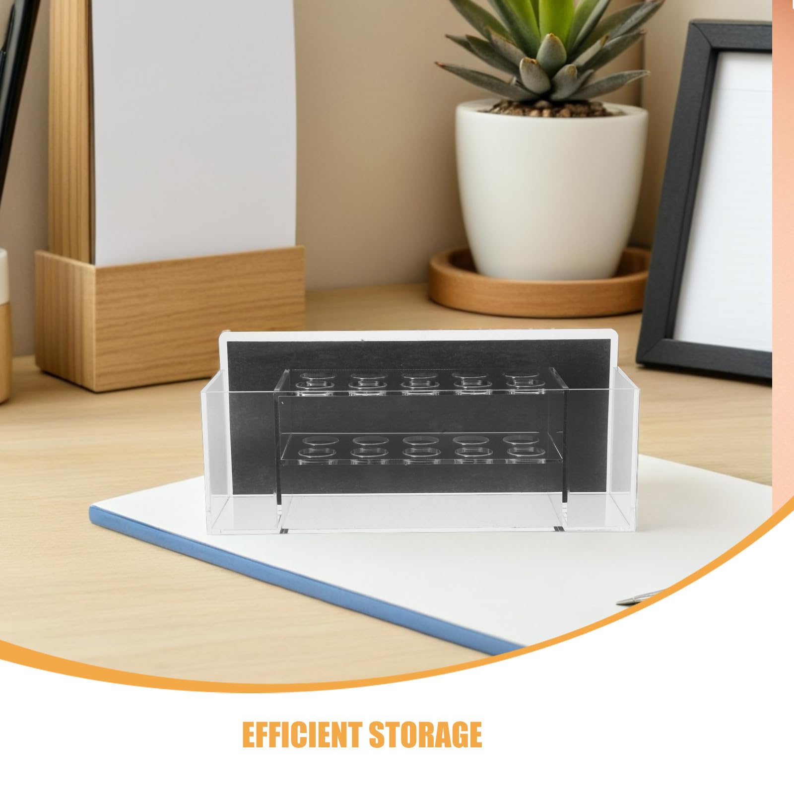Alasum 2 Pezzi Portapenne Design Semplice a Strati in Acrilico Trasparente con Magnete Integrato Supporto Allargato per Organizzazione Scrivania in Ufficio o Aula
