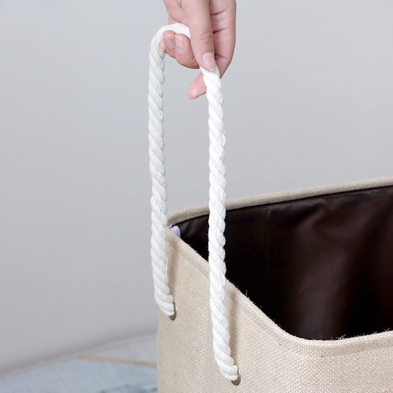 Panier à Linge Pliable Avec Couvercle - Design En Maille Respirant - Poignées De Transport - Beige - Pour Buanderie, Voyage