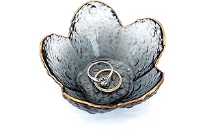 Black Flower Glass Trinket Bowl