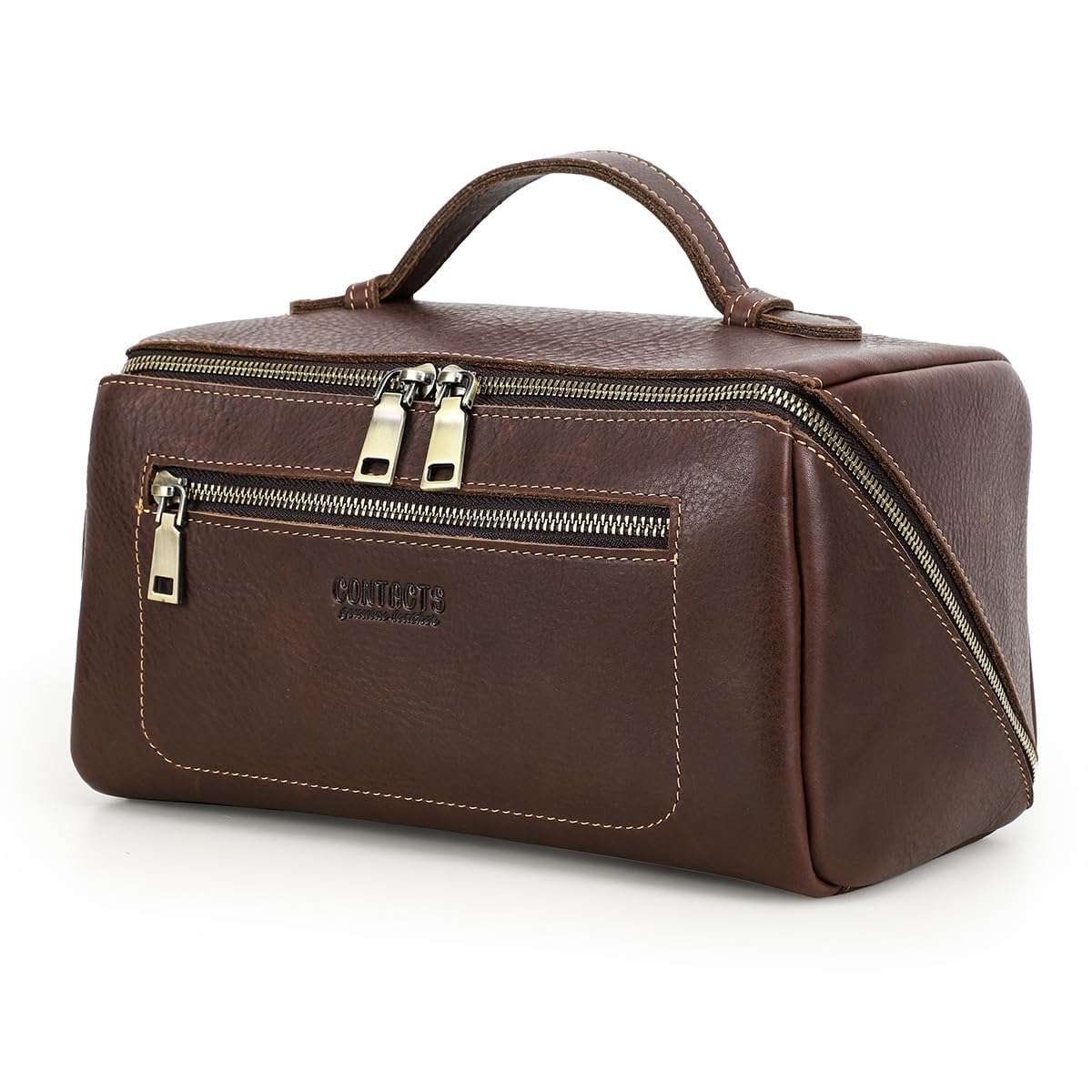 CONTACTS Borsa da toilette da viaggio in pelle pieno fiore per uomo grande borsa da bagno con manico kit da barba Dopp kit articoli da toeletta organizer borsa cosmetica vintage